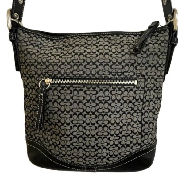 Coach Signature Mini C Black Jacquard & Leather Convertible Crossbody Bag NWOT - Picture 1 of 8